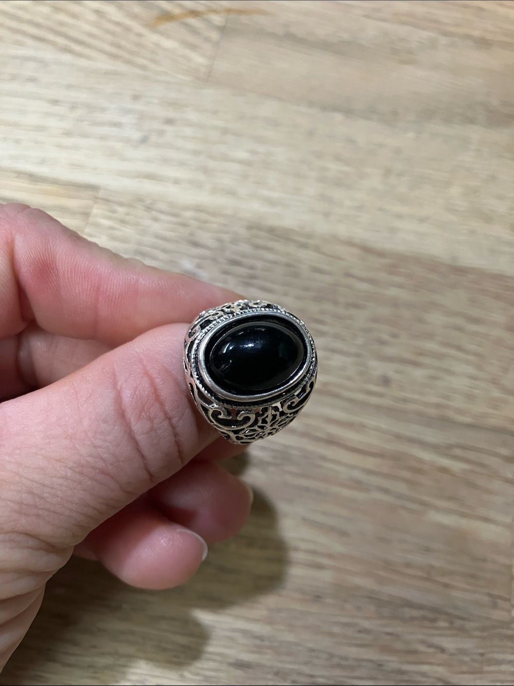 Black/Silver Color adjustable Ring for Women